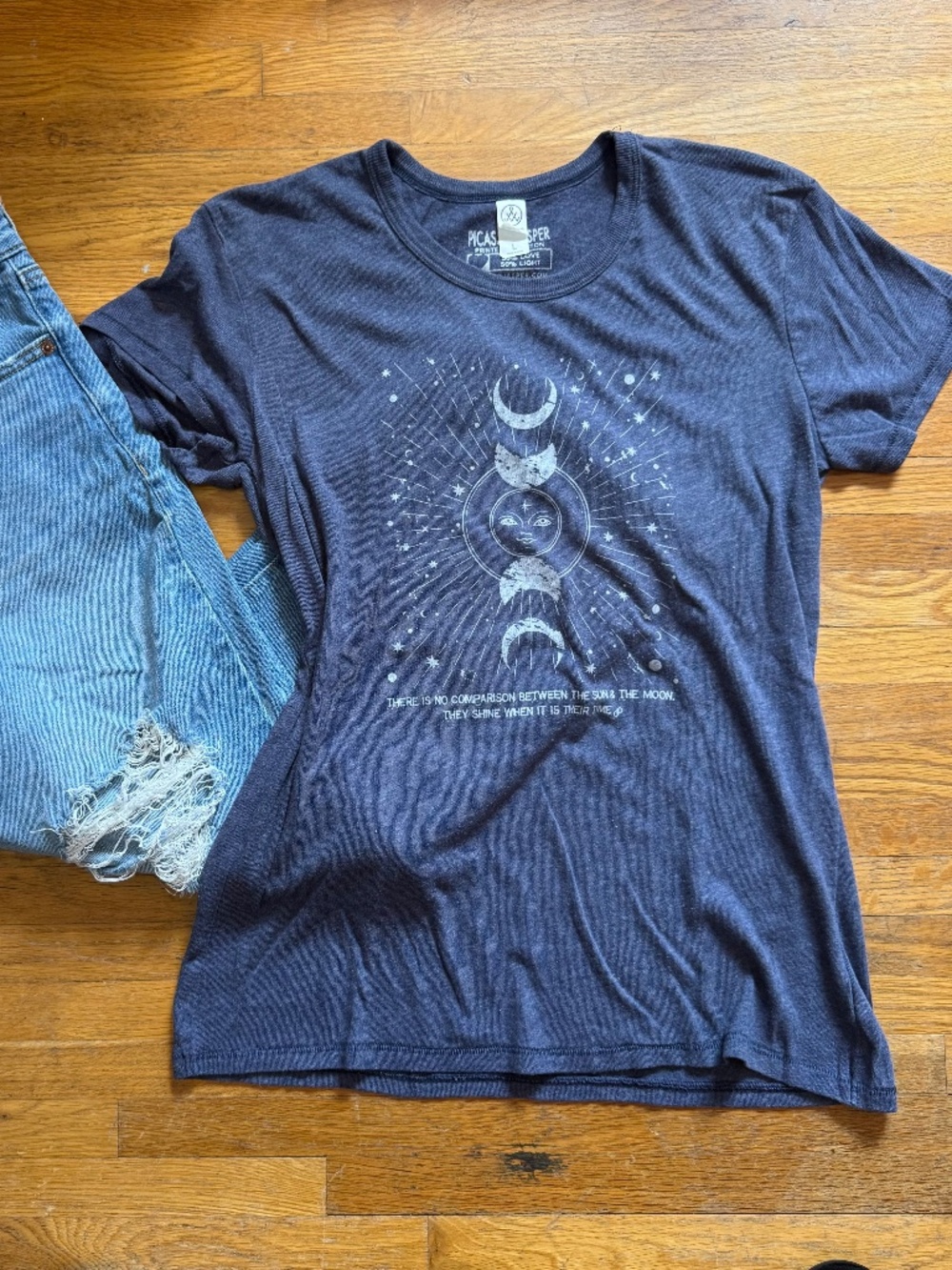 Ladies Moon Phase Babydoll Ringer tee